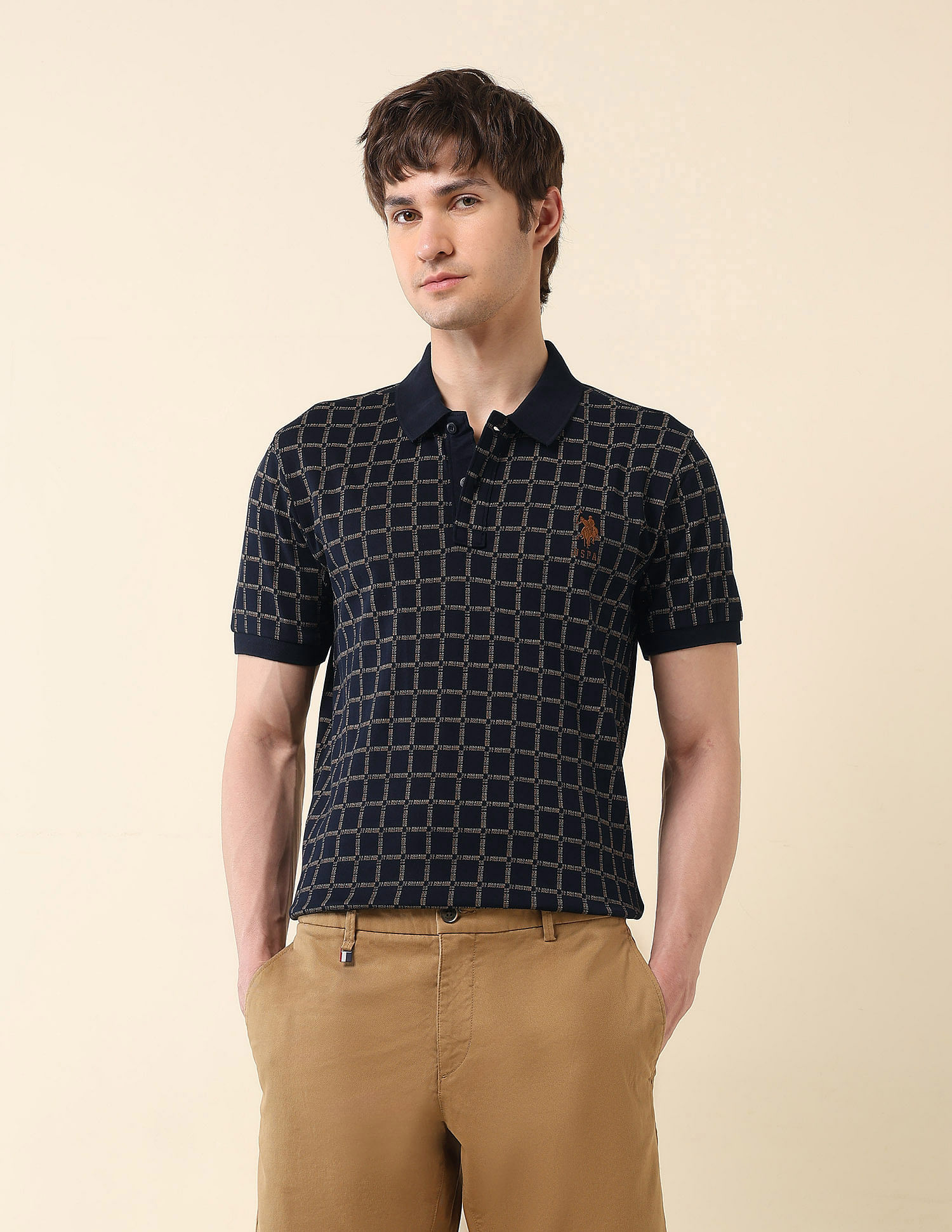 U.S. Polo Assn. Brand Printed Gold Cup Polo Shirt