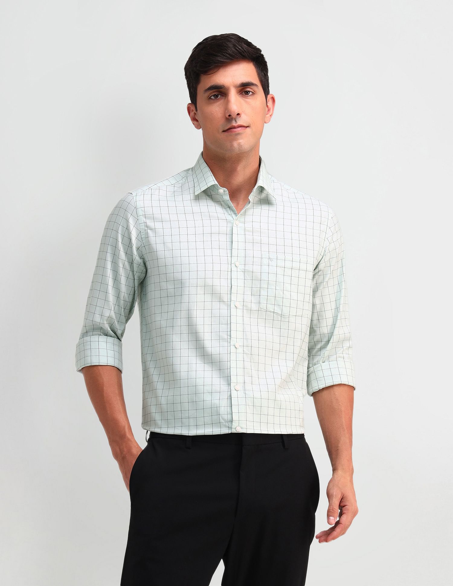 Arrow Manhattan Slim Fit Windowpane Checked Shirt