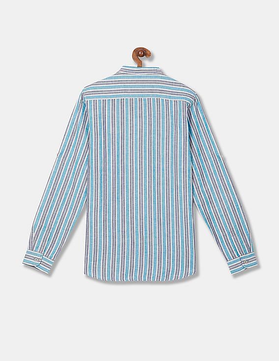 U.S. Polo Assn. Kids Boys Mandarin Collar Stripe Shirt