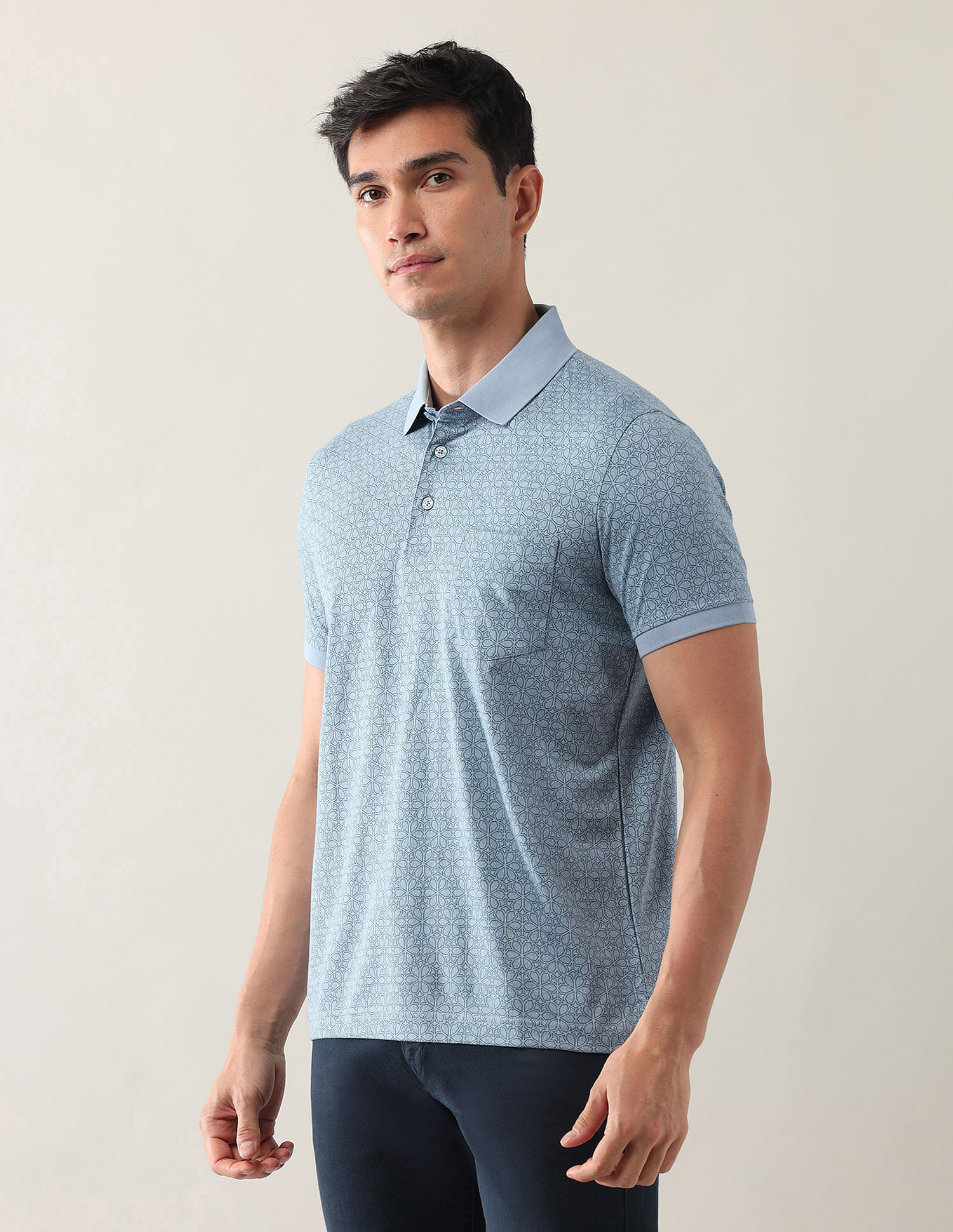 Arrow Geometric Printed Night Is Young Polo Shirt