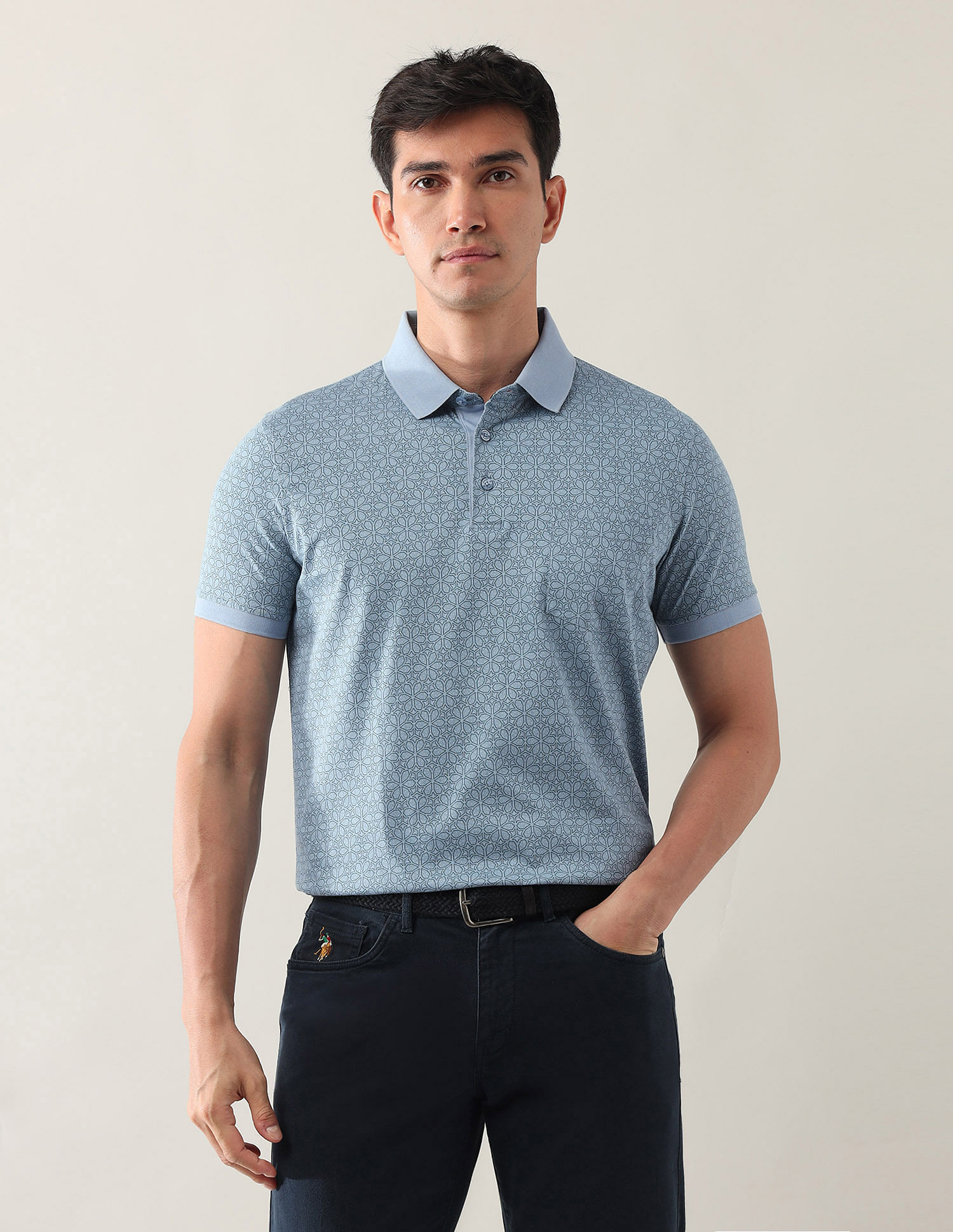 Arrow Geometric Printed Night Is Young Polo Shirt