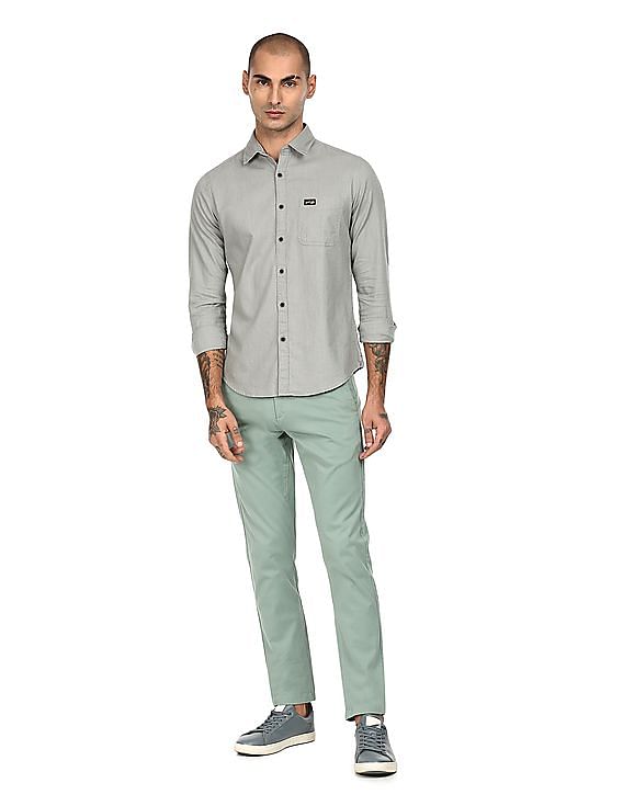 U.S. Polo Assn. Denim Co. Spread Collar Solid Casual Shirt
