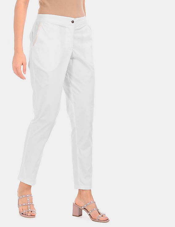 Go Colors Women Solid White Stretch Ponte Pants Buy Go Colors Women Solid White  Stretch Ponte Pants Online at Best Price in India  Nykaa