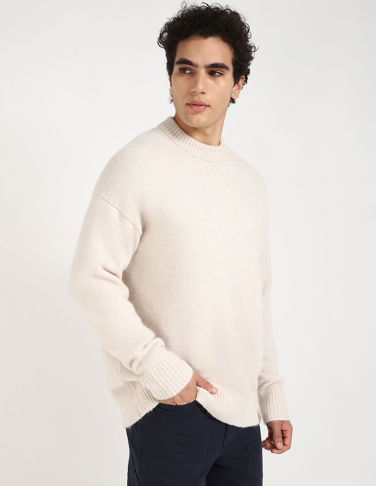 Buy Calvin Klein Jeans Solid Relaxed-Fit Polyester Sweater