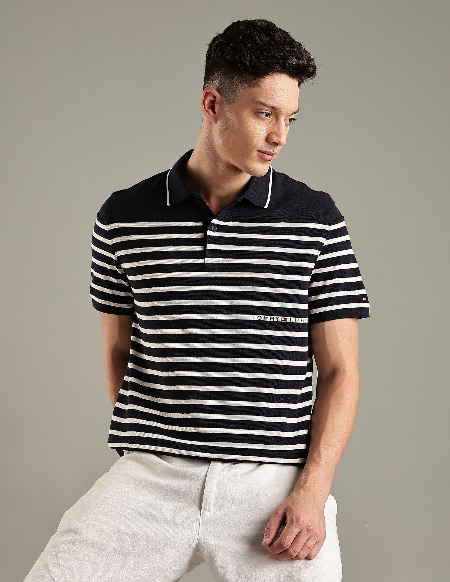 Tommy Hilfiger Striped Regular-Fit Cotton Polo Shirt