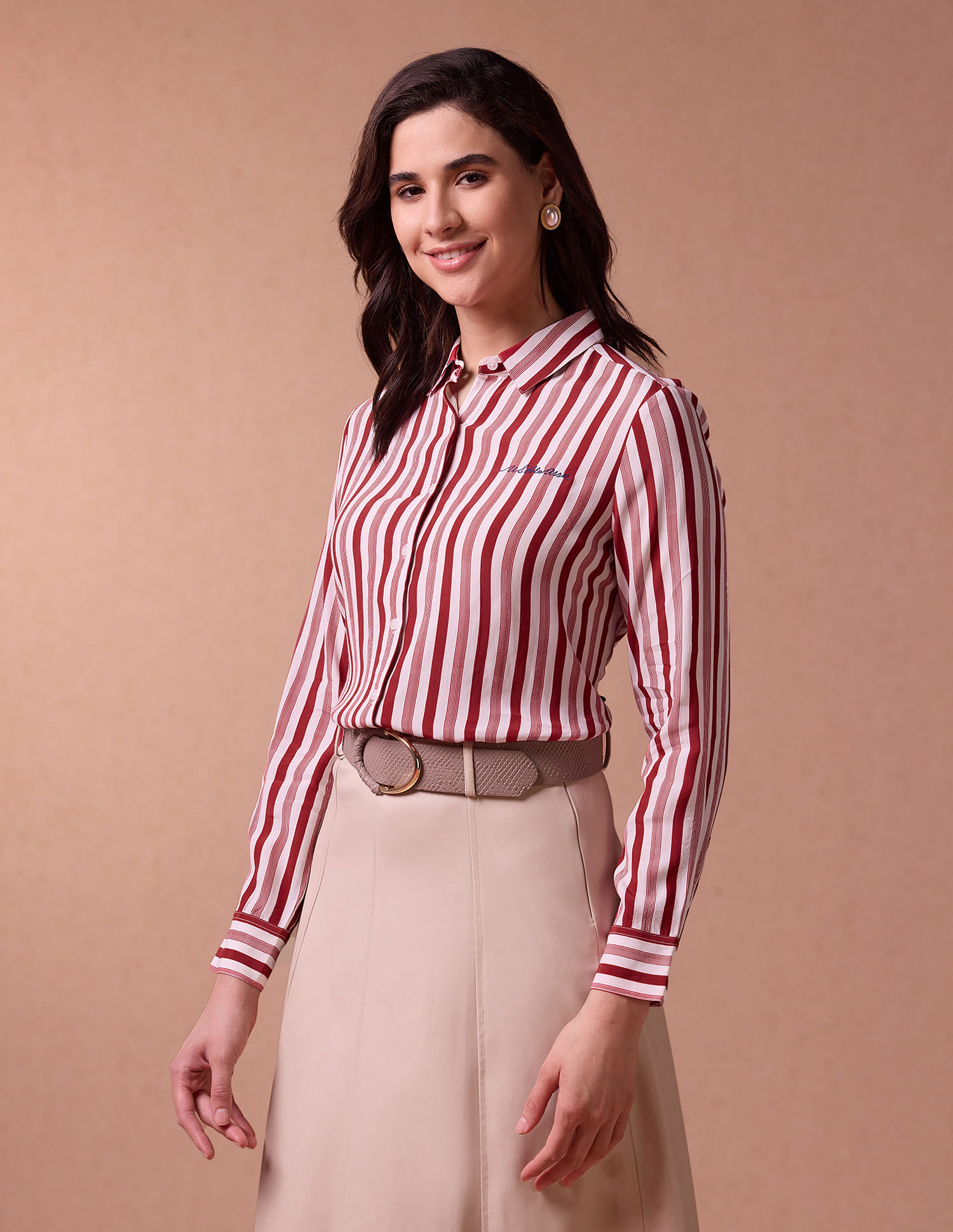 U.S. Polo Assn. Women Relaxed Fit Vertical Stripe Shirt
