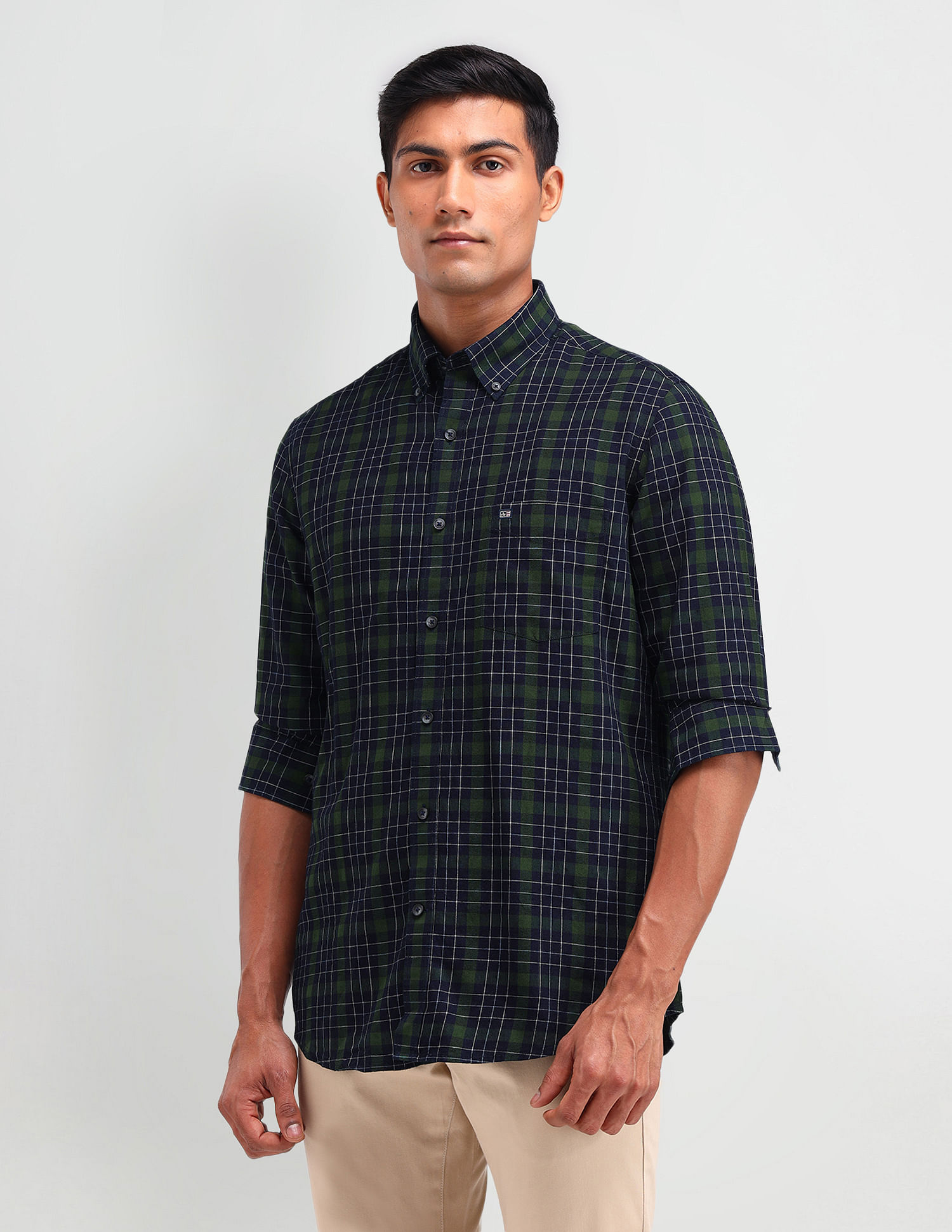 Arrow Sport Manhattan Slim Plaid Checked Shirt