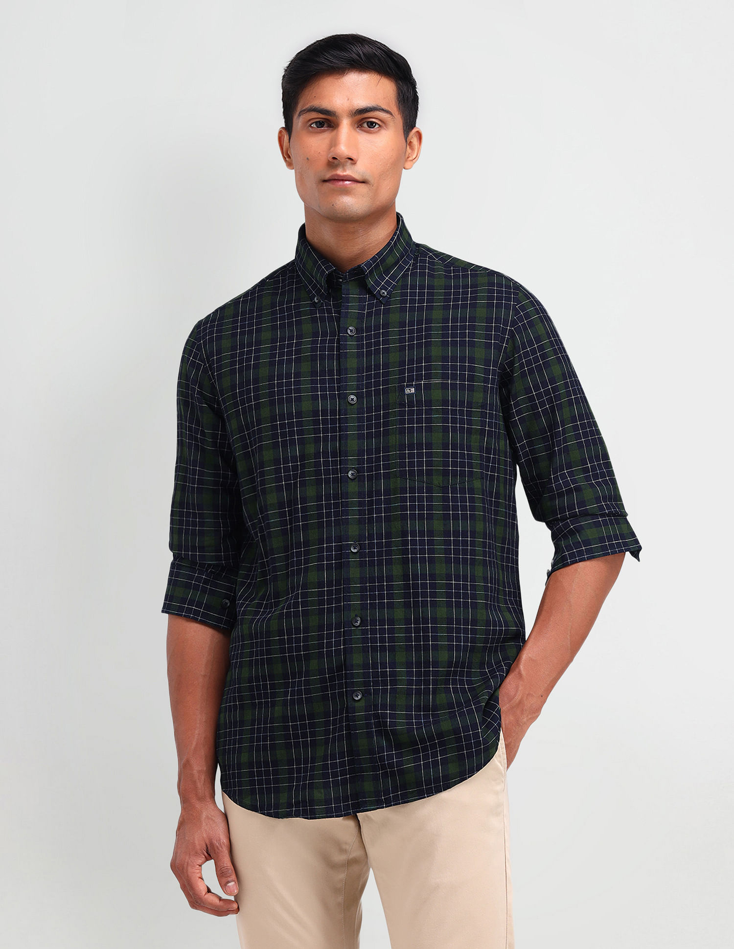 Arrow Sport Manhattan Slim Plaid Checked Shirt