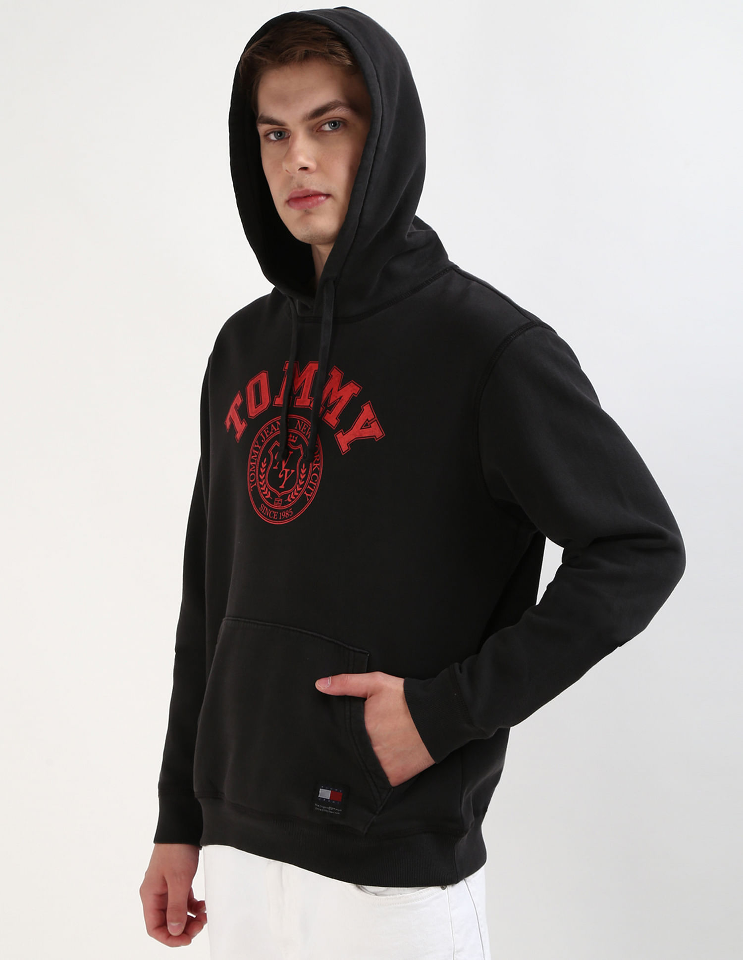 Tommy Hilfiger Washed Brand Printed Hooded Sweatshirt
