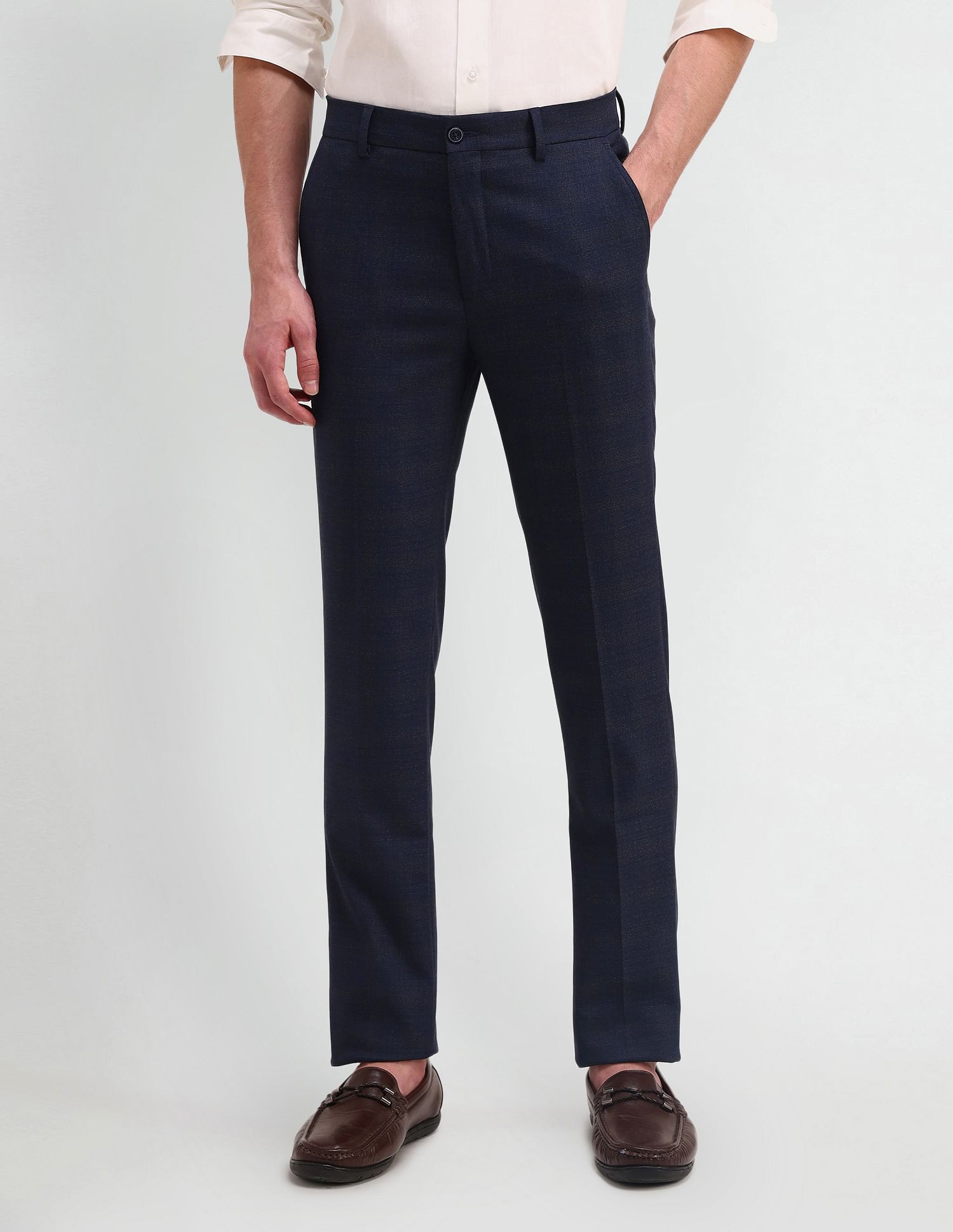 Arrow Newyork Solid Dobby Slim Fit Trousers
