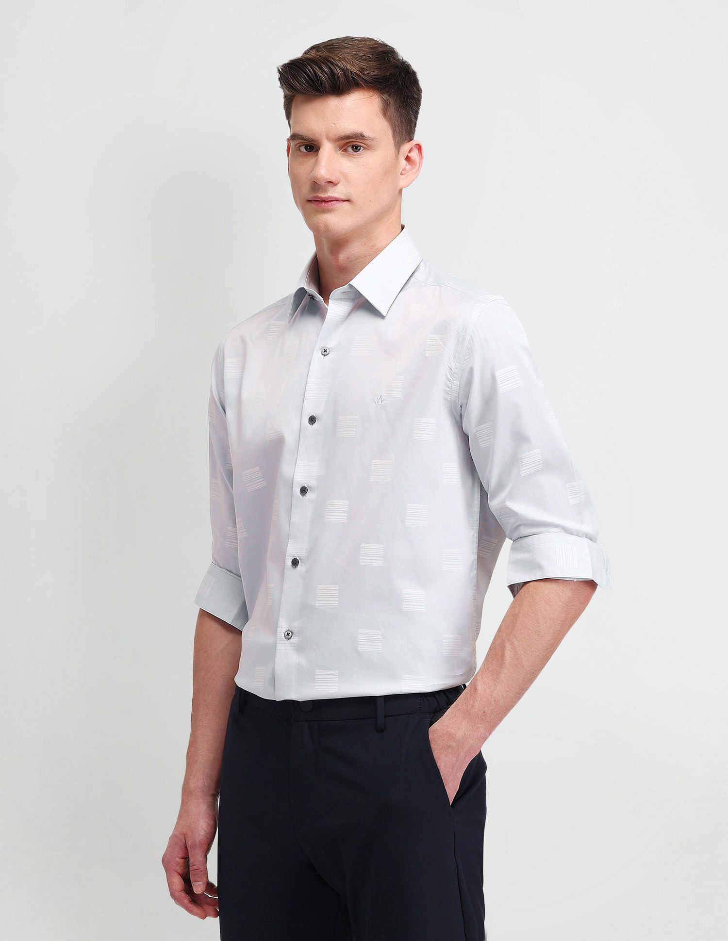 Arrow Newyork Geometric Printed Manhattan Slim Fit Shirt