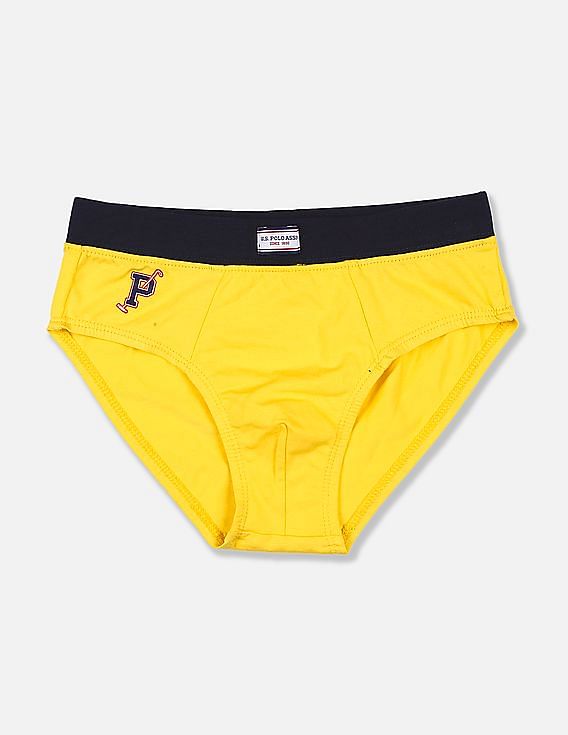 USPA Innerwear Boys Solid Cotton Spandex IKBA Briefs - Pack Of 3