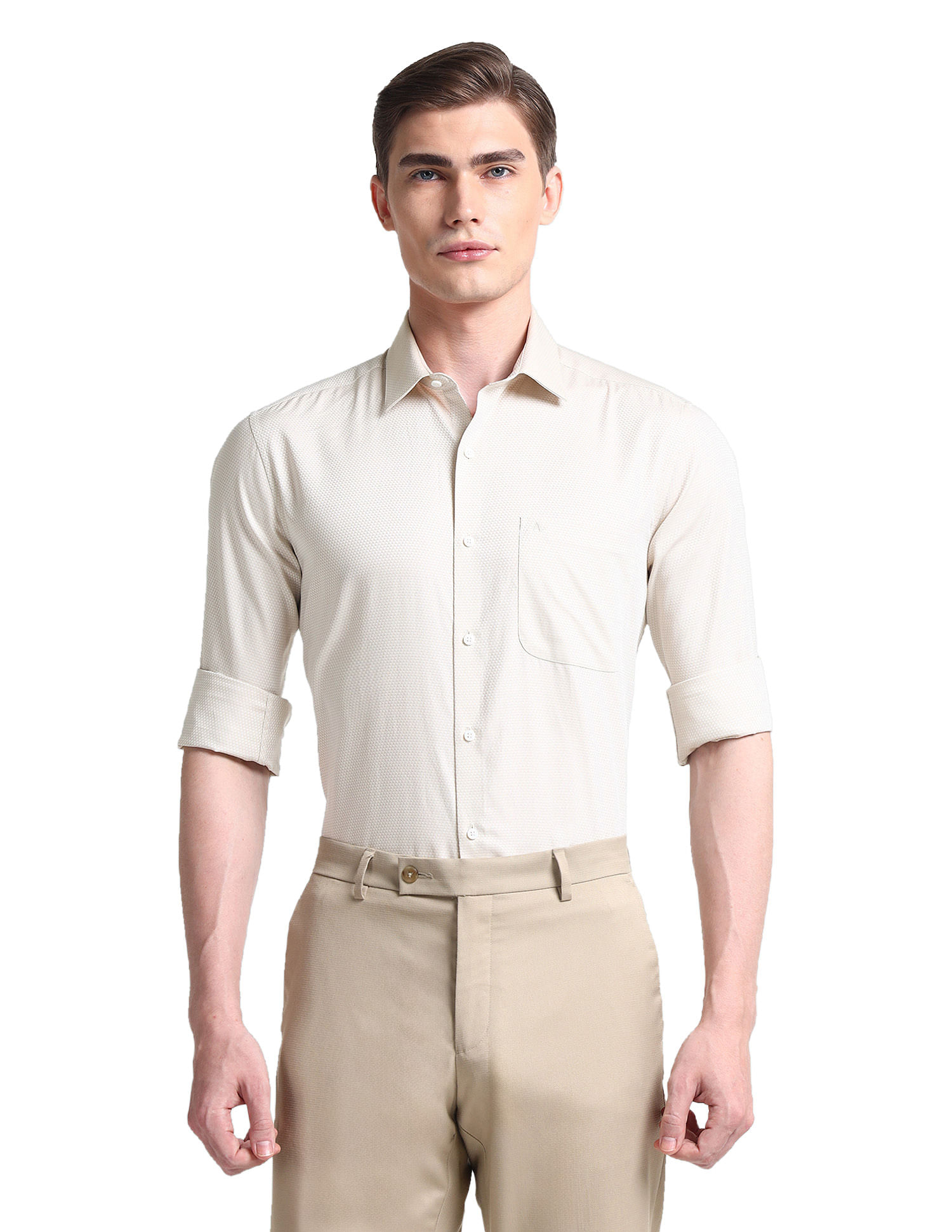 Arrow Patterned Weave Cotton Silk Shirt