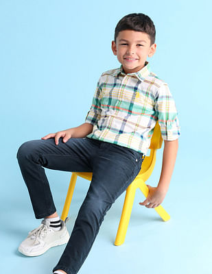 U S Polo Assn Kids Boys Regular Fit Grid Tattersall Checks Shirt