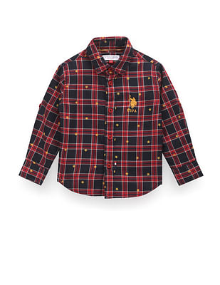 U S Polo Assn Kids Boys Plaid Check Shirt