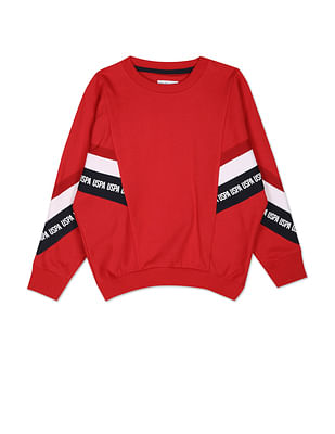 U S Polo Assn Kids Crew Neck Brand Tape Sweatshirt