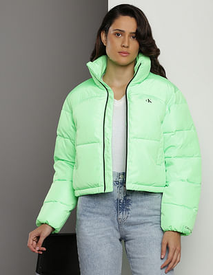 Buy online Women Olive Solid Jacket from western wear for Women by