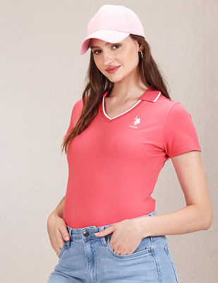 U S Polo Assn Women Logo Solid Polo Shirt