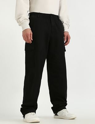 Calvin Klein Jeans Mens Black Straight Fit Trouser