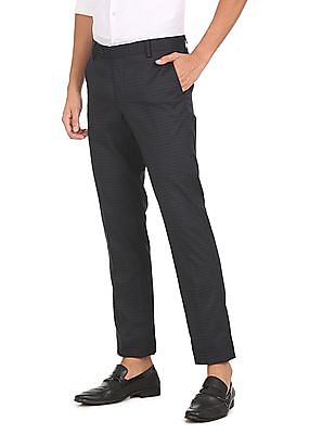 Arrow Flat Front Check Formal Trousers