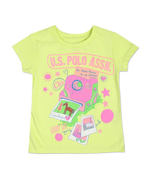 U S Polo Assn Kids Polaroid Print Cotton T-Shirt