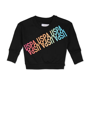 U S Polo Assn Kids Crew Neck Brand Print Sweatshirt