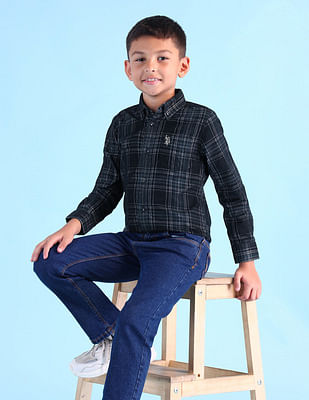 U S Polo Assn Kids Boys Tartan Checked Regular Fit Shirt