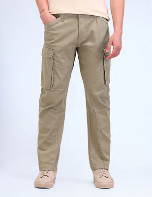 Flying Machine Relaxed Fit Solid Cargo Trousers