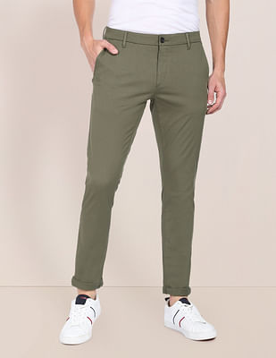 U S Polo Assn Mid Rise Solid Austin Trim Fit Casual Trousers