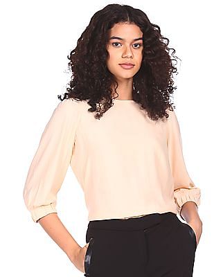 Flying Machine Women Round Neck Solid Top