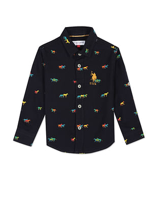 U S Polo Assn Kids Boys Graphic Print Twill Shirt