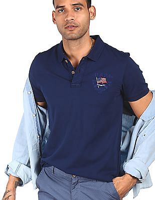 U S Polo Assn Denim Co Men Navy Solid Polo T-Shirt