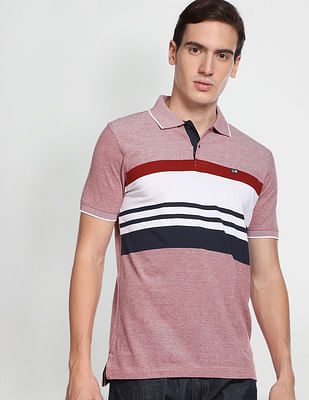 Arrow Sports Horizontal Striped Cotton Polo Shirt