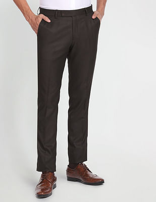 Arrow Tailored Regular Fit Dobby Formal Trousers