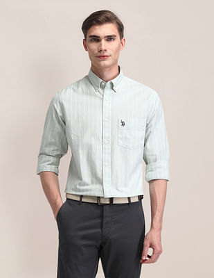 U S Polo Assn Tailored Fit Cotton Striped Shirt