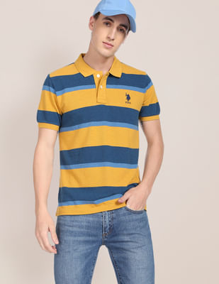 Buy U.S. Polo Assn. Ribbed Collar Horizontal Striped Polo