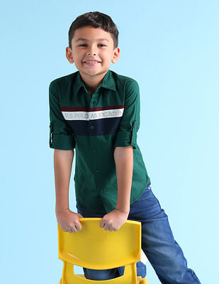 U S Polo Assn Kids Boys Regular Fit Twill Washed Shirt