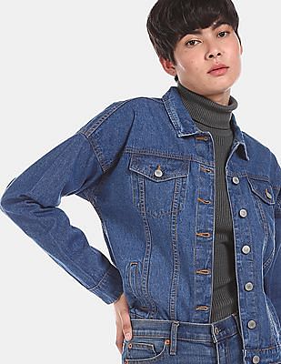 Buy online Blue Solid Denim Jacket from western wear for Women by  Stylestone for ₹1000 at 50% off | 2024 Limeroad.com