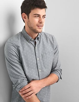 Buy GAP Men Men Grey Oxford Print Standard Fit Shirt - NNNOW.com