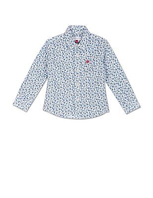 U S Polo Assn Kids Boys Spread Collar Printed Shirt