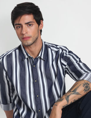 Buy Flying Machine Vertical Stripe Twill Shirt - NNNOW.com
