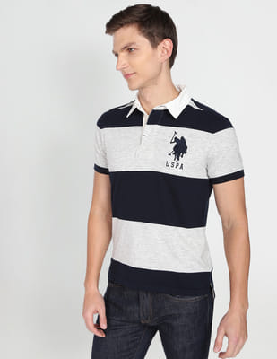 Buy U.S. Polo Assn. Denim Co. Men Navy And Grey Horizontal Stripe