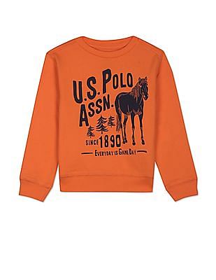 U S Polo Assn Kids Pure Cotton Brand Print Sweatshirt