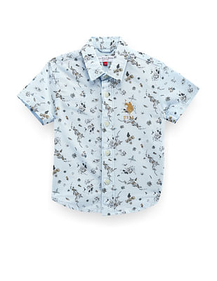 U S Polo Assn Kids Boys Floral Print Cotton Shirt