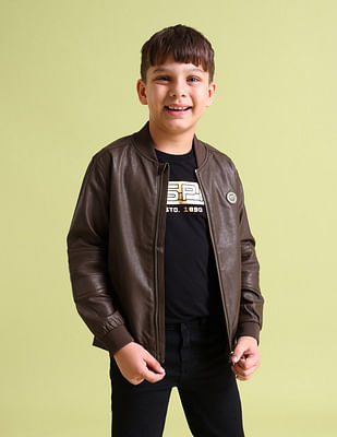 U S Polo Assn Kids Stand Neck Solid Casual Jacket