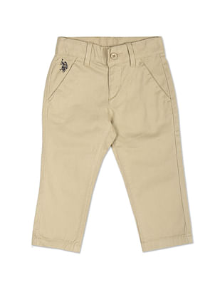 U S Polo Assn Kids Mid Rise Twill Solid Trousers