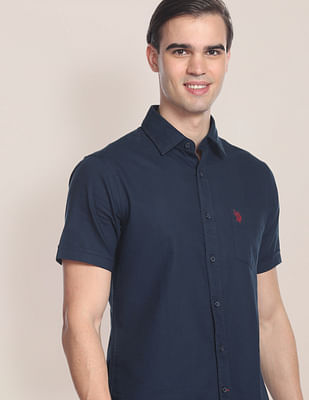 U S Polo Assn Dobby Solid Casual Shirt