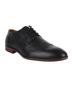 Arrow Men Black Wingtip Leather Abbey Brogues