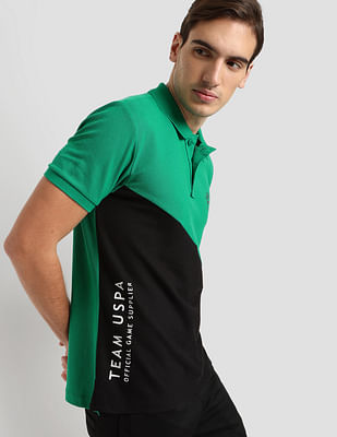 U S Polo Assn Diagonal Colour Block Active Polo Shirt