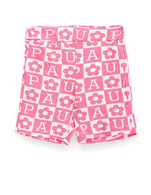 U S Polo Assn Kids Girls Brand Print Knit Shorts